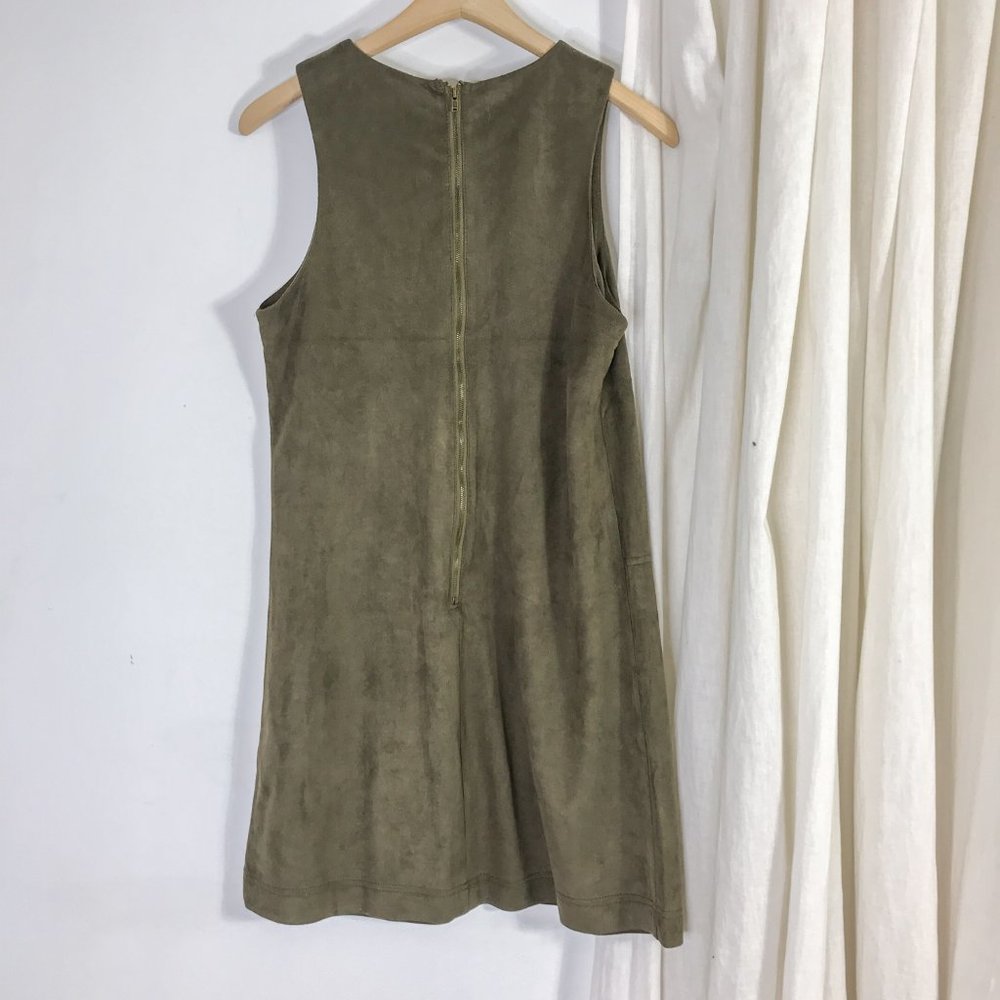 YA Los Angeles Green Faux Suede Shift Dress Olive - Picture 5 of 5